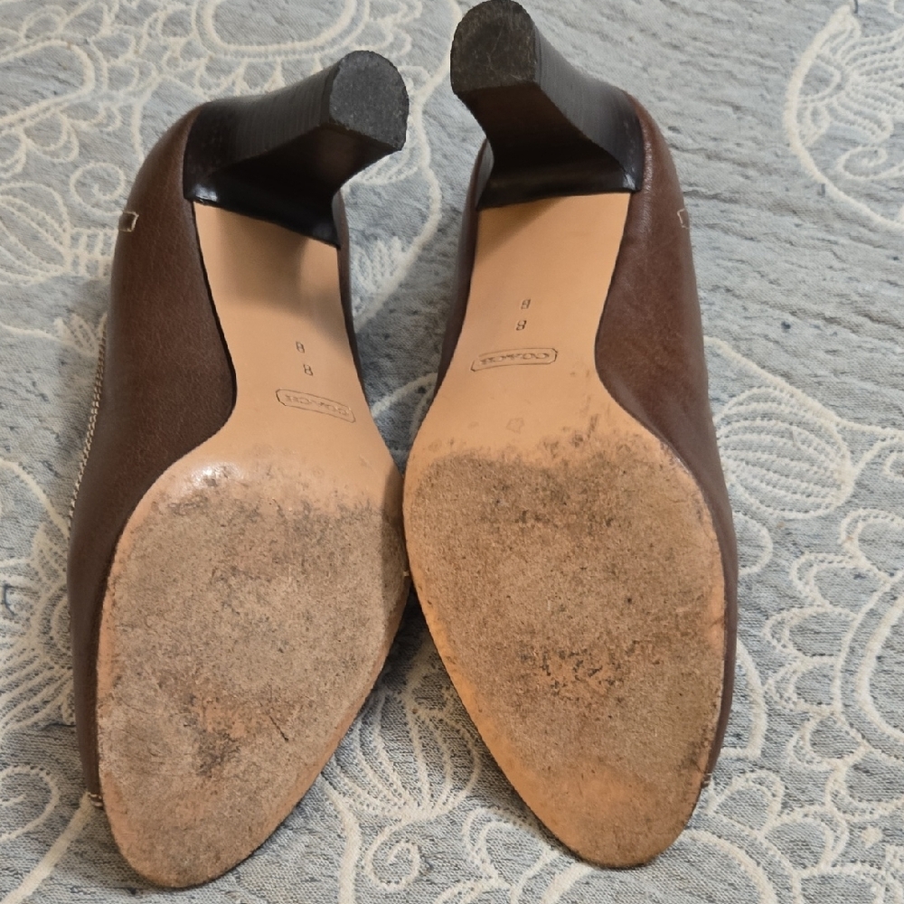 Coach Chocolate Brown Peep-Toe Heels - Picture 3 of 5